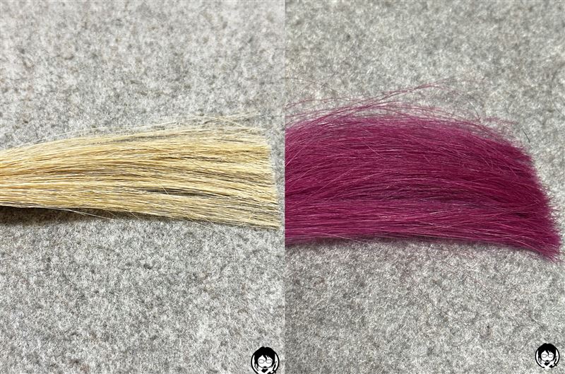 got2b（ゴットゥービー）カラークリーム　フラミンゴピンクと金髪の色の比較