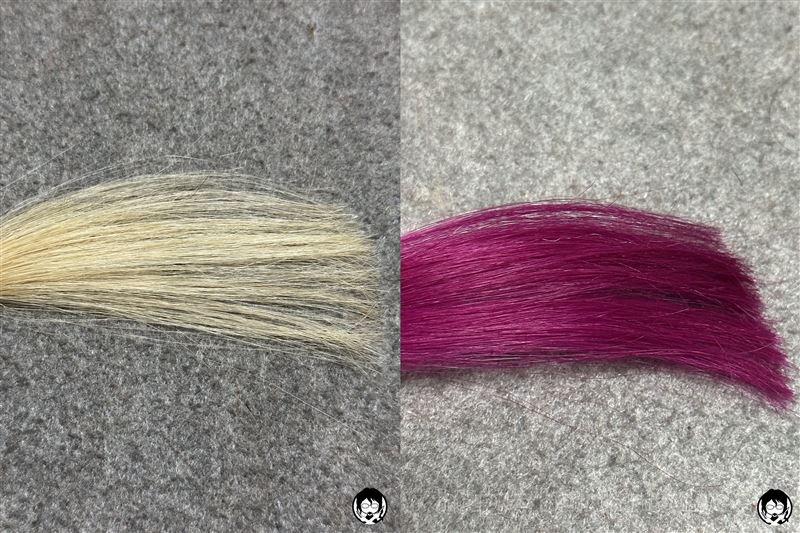 got2b（ゴットゥービー）カラークリーム　フラミンゴピンクと白金髪の色の比較