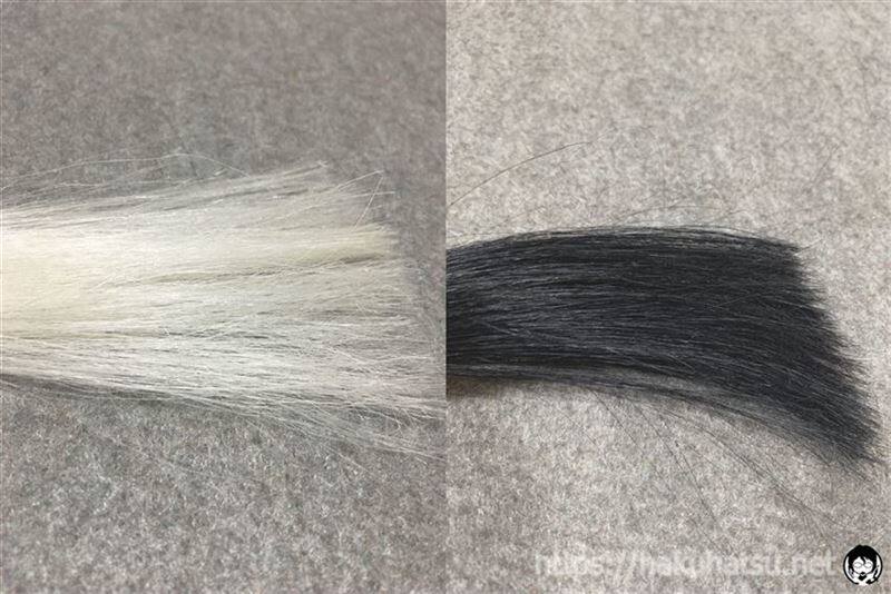 メンズビゲン スピーディーII N (自然な黒色)と白髪の色比較