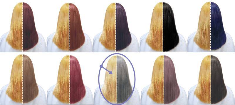 got2b（ゴットゥービー）ボンディング・メタリックス全10色の仕上がりの色と染める前の髪色の比較