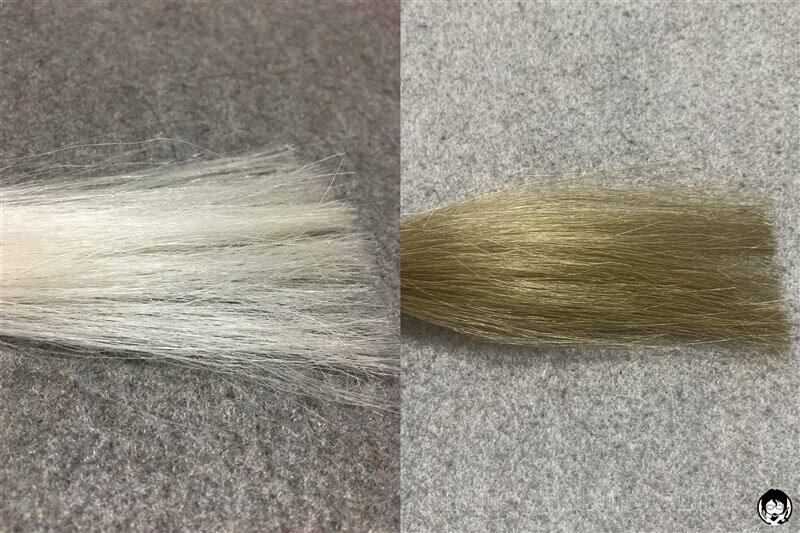 クレオディーテ クリアリーカラー 　シアーベージュを白髪に染めた色比較
