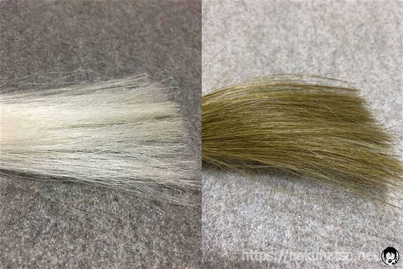 アンナドンナ ドルチェスパイス ヘアカラー(白髪用)ベージュを白髪に染めた色の比較