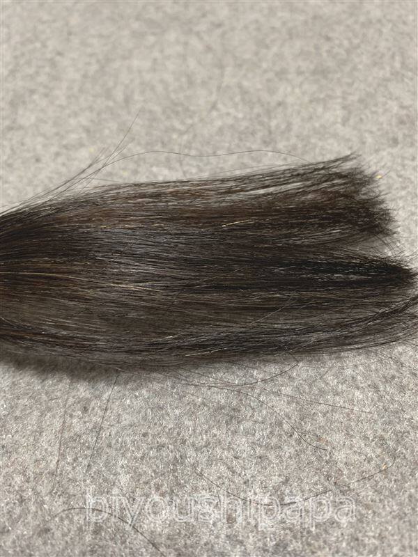 ブローネ ワンプッシュカラー 4A アッシュブラウン で黒髪+白髪10％を染めた髪色