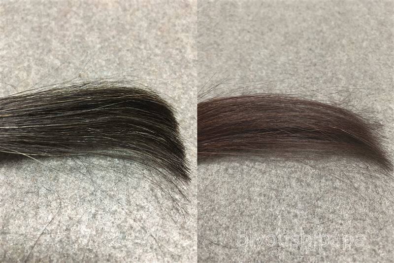 ロレアルパリエクセランスパリクチュール7P ライト ピンク ブラウン黒髪との色比較